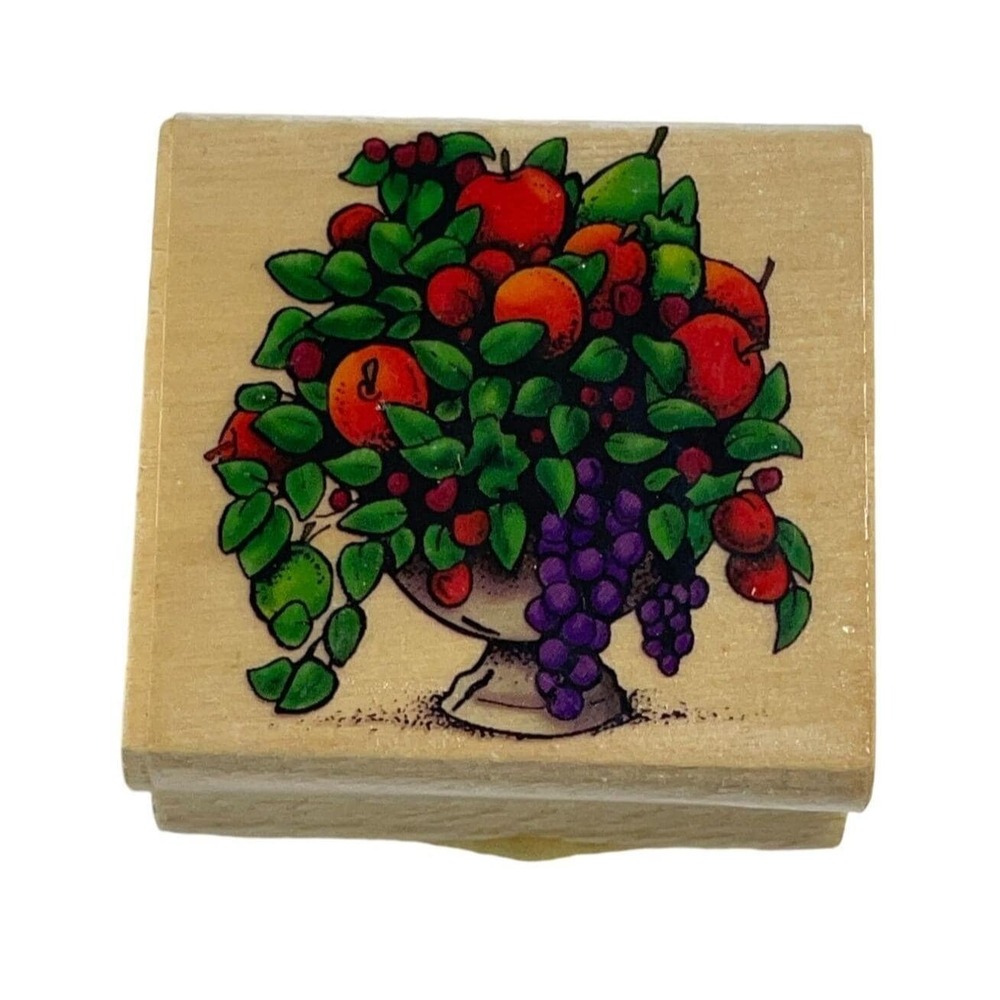 NEW NO INK Sky Kids Mounted Rubber Stamp Bountiful Fruit Bowl